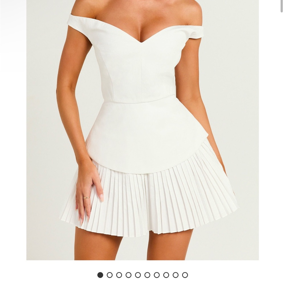 Showpo White Pleated Off-Shoulder Dress